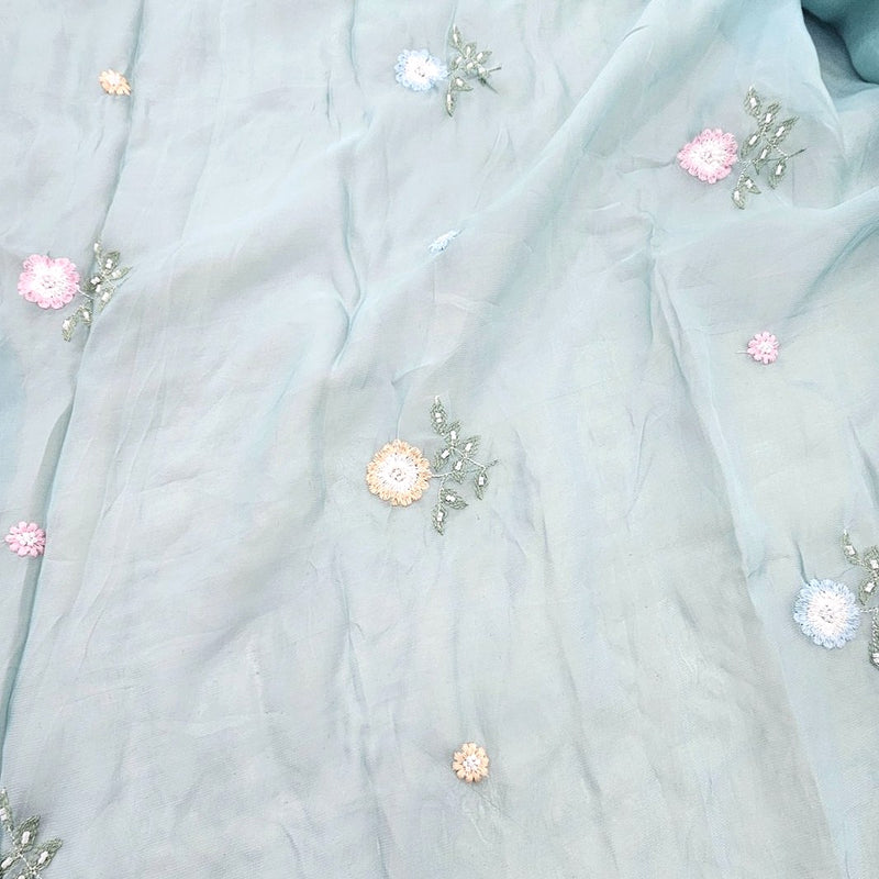 Embroidery Crepe Fabric - EB13449 - Flat Fabric