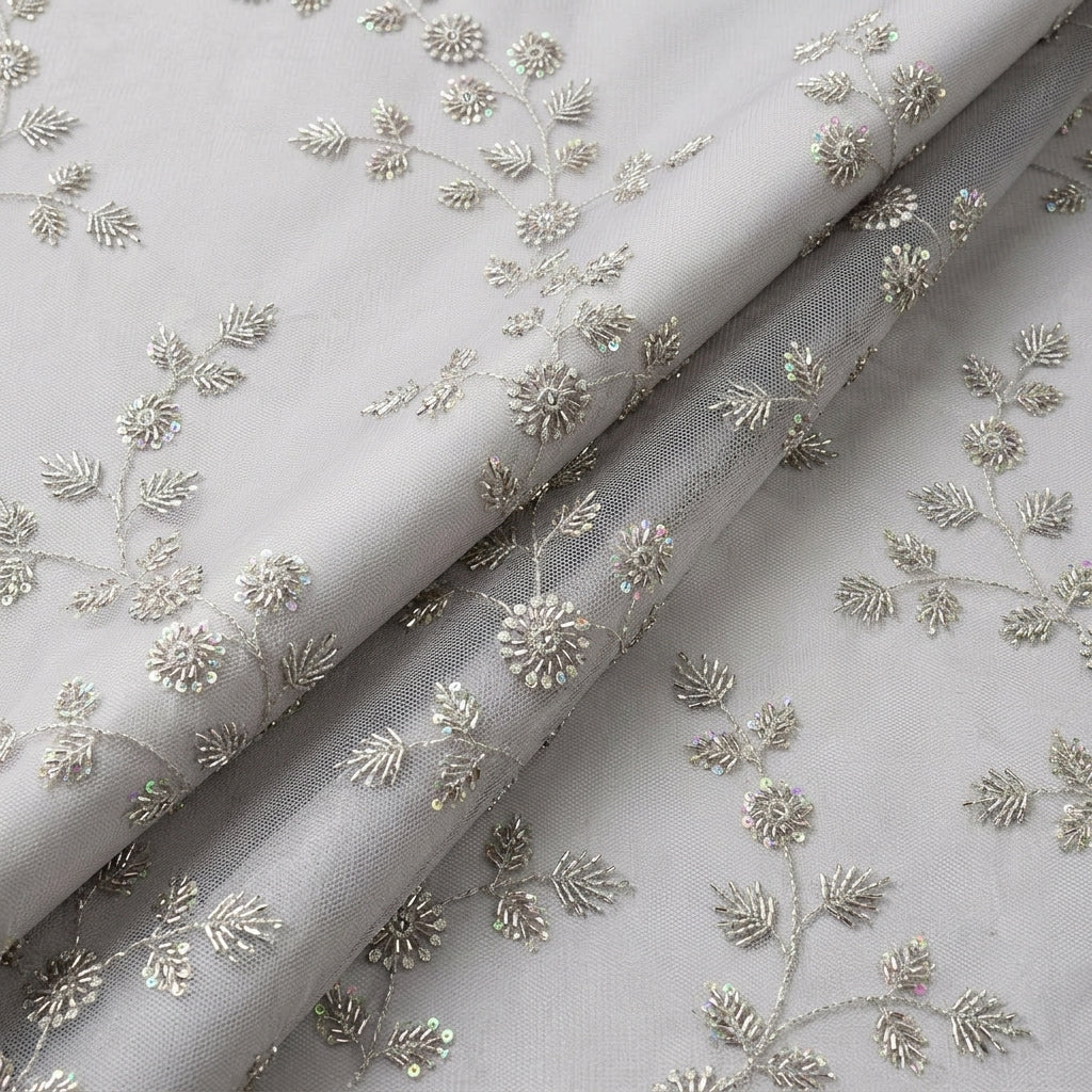 Folded Embroidery Violet Embroidery Net Fabric
