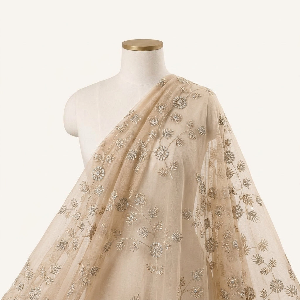 Embroidery Net Fabric - EB13468 - saree_drape