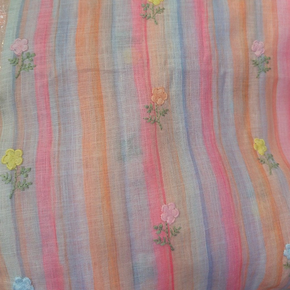 Embroidery Linen Fabric - EB13472 - Flat fabric
