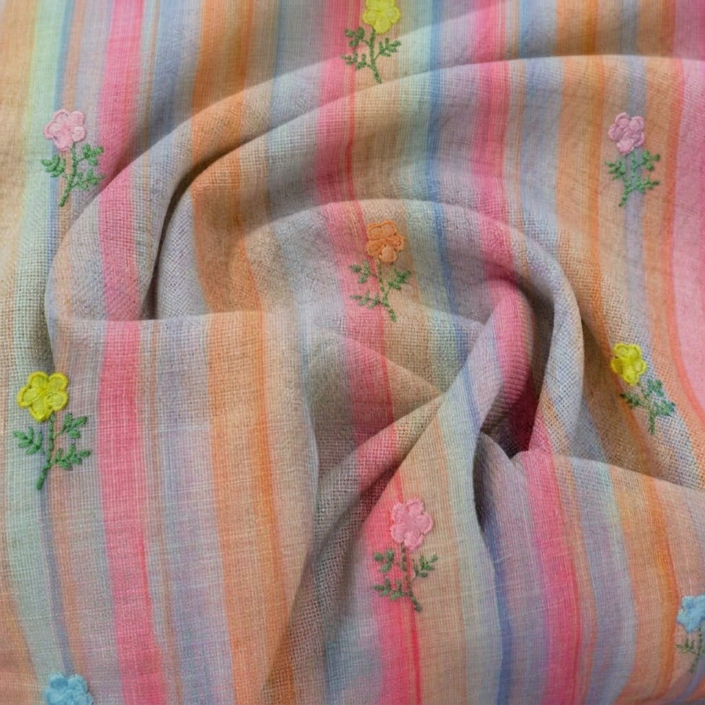 Embroidery Linen Fabric - EB13472 - Swirl
