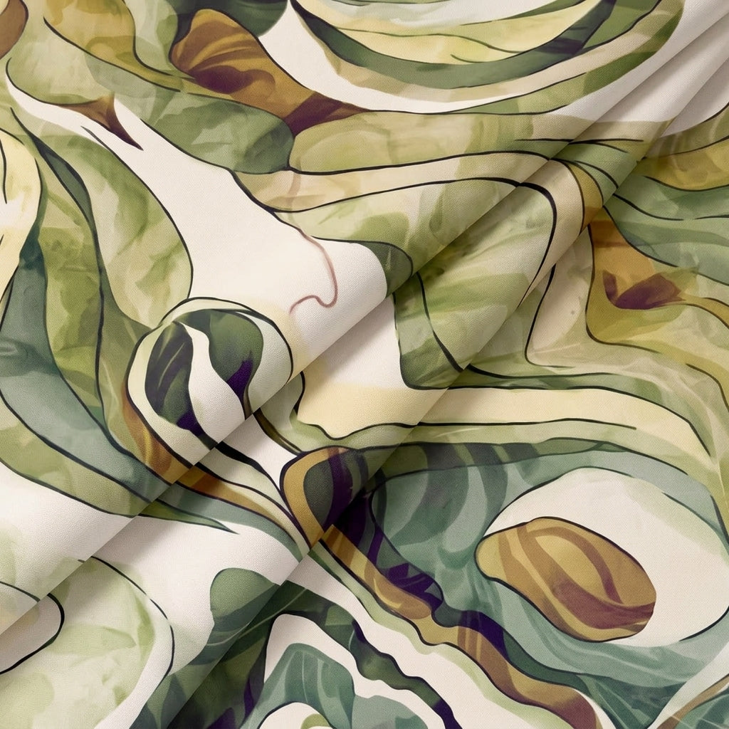 Folded Abstract Green Abstract Linen Fabric