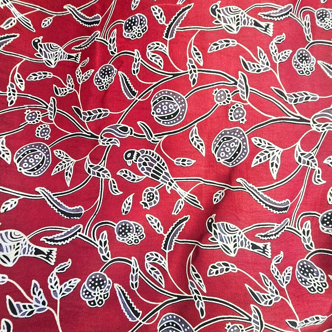 Ajrakh Modal Silk Fabric - EB13481 - Flat fabric