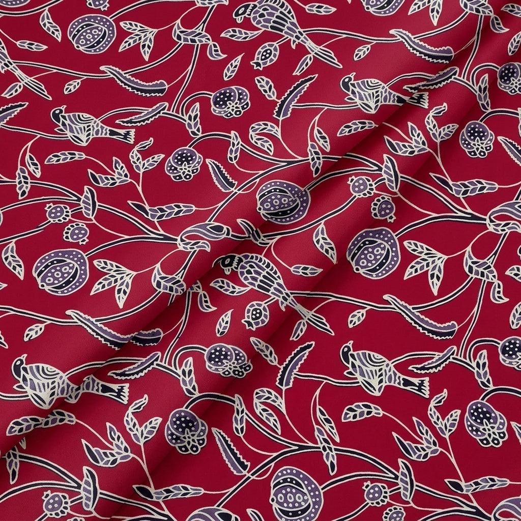 Folded Ajrakh Red Ajrakh Modal Silk Fabric