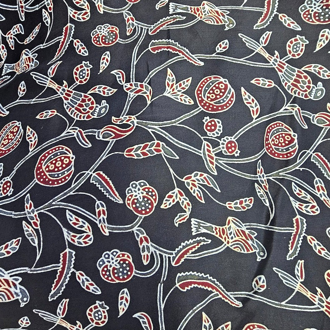 Ajrakh Modal Silk Fabric - EB13482 - Flat fabric