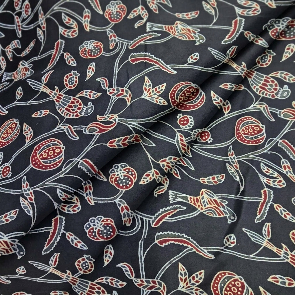 Folded Ajrakh Black Ajrakh Modal Silk Fabric