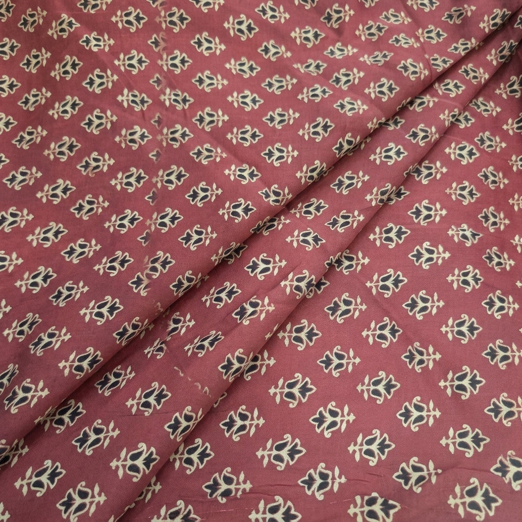 Folded Ajrakh Maroon Ajrakh Modal Silk Fabric