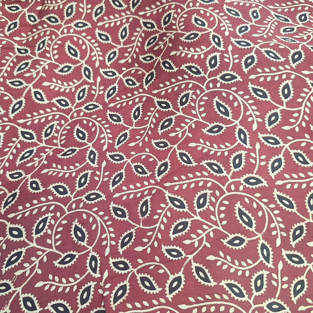 Ajrakh Modal Silk Fabric - EB13484 - Flat fabric