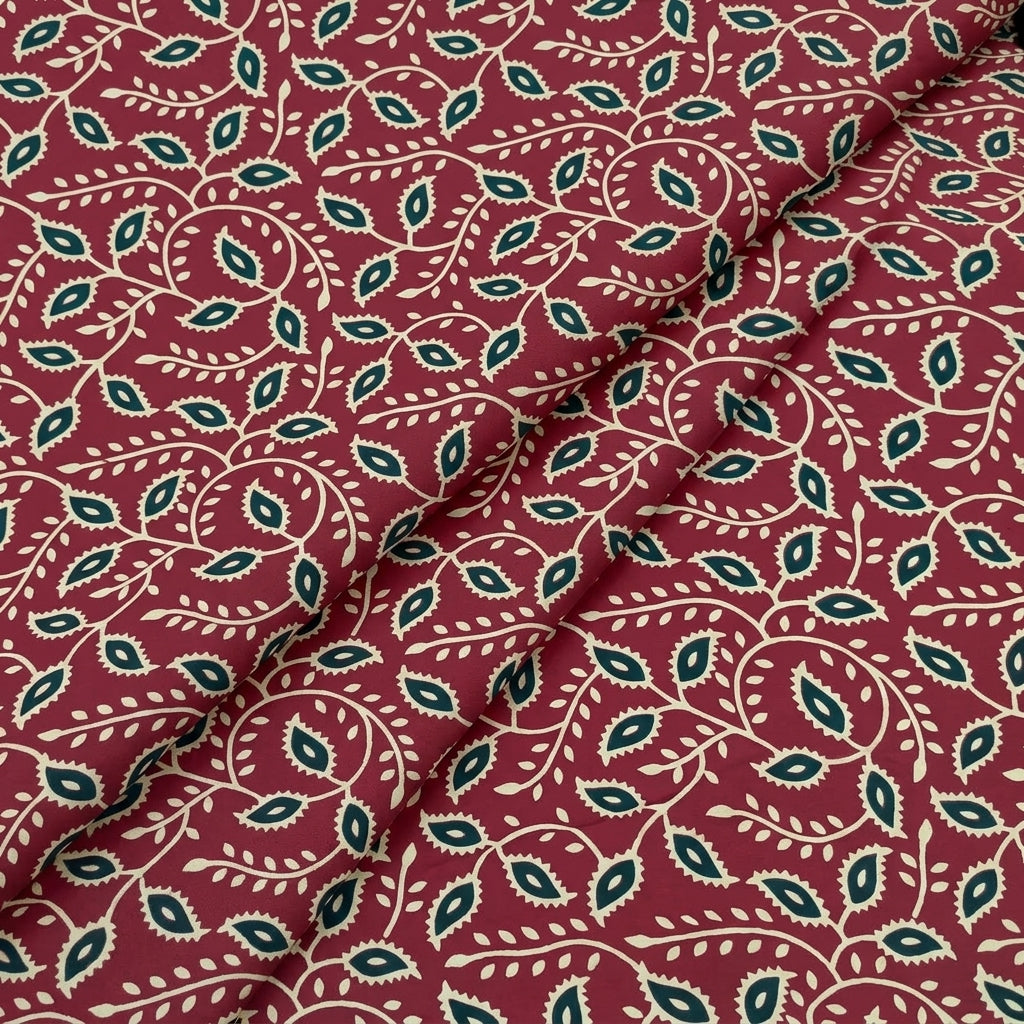 Folded Ajrakh Maroon Ajrakh Modal Silk Fabric