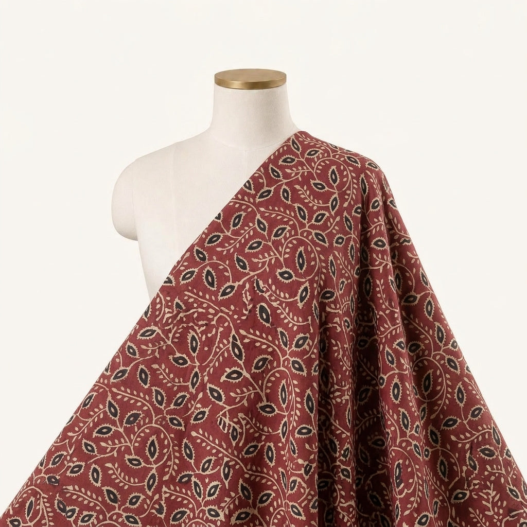 Ajrakh Maroon Ajrakh Modal Silk Fabric Draped as a saree