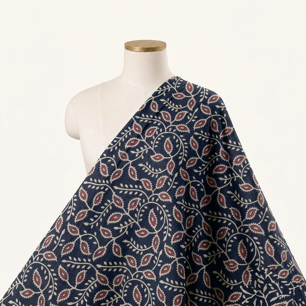Ajrakh Black Ajrakh Modal Silk Fabric Draped as a saree