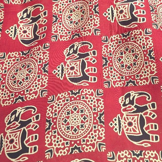 Red Ajrakh Modal Silk Fabric - EB13492 - EB13492 - Flat fabric