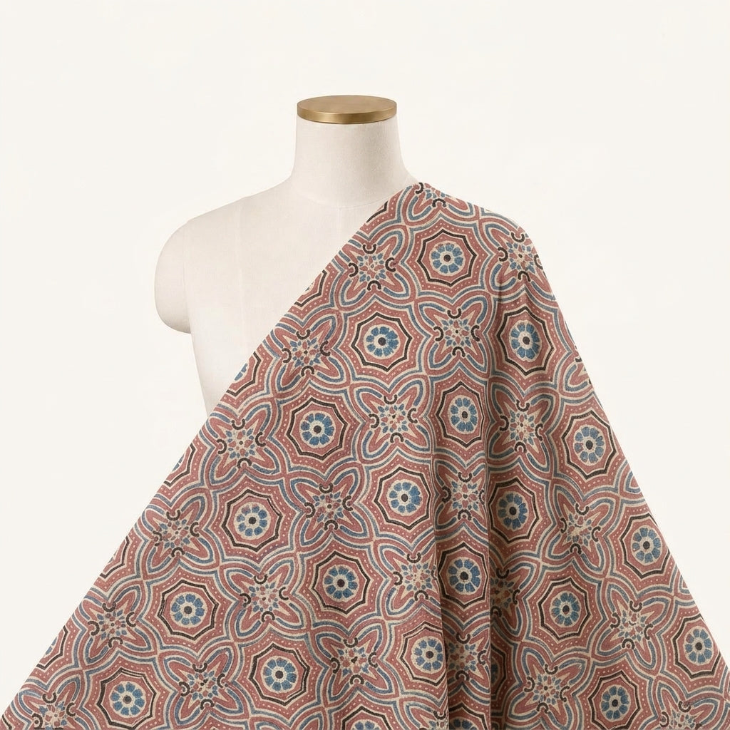 Ajrakh Maroon Ajrakh Modal Silk Fabric Draped as a saree