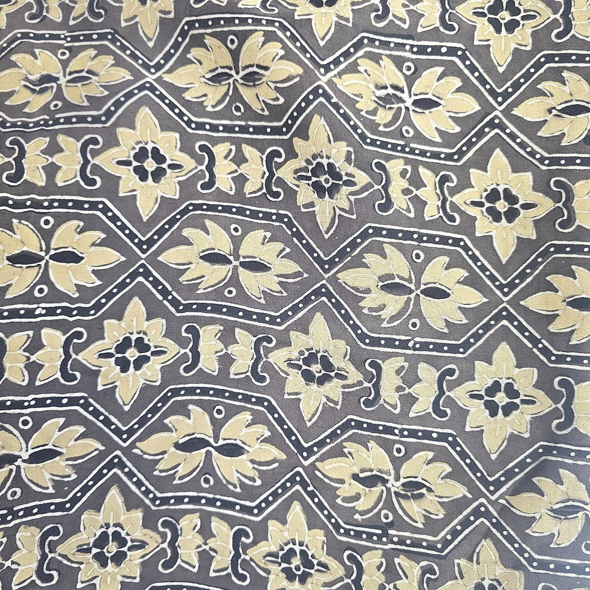 Grey Ajrakh Modal Silk Fabric - EB13498 - EB13498 - Flat fabric