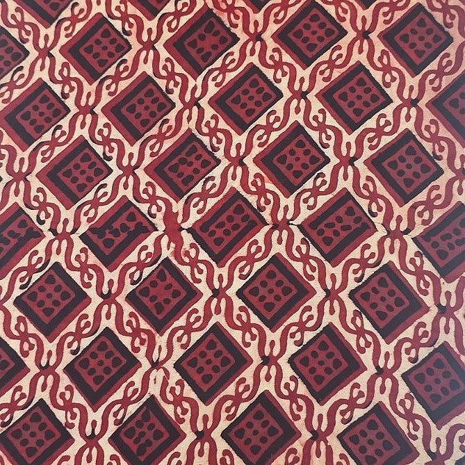 Maroon Ajrakh Modal Silk Fabric - EB13501 - EB13501 - Flat fabric