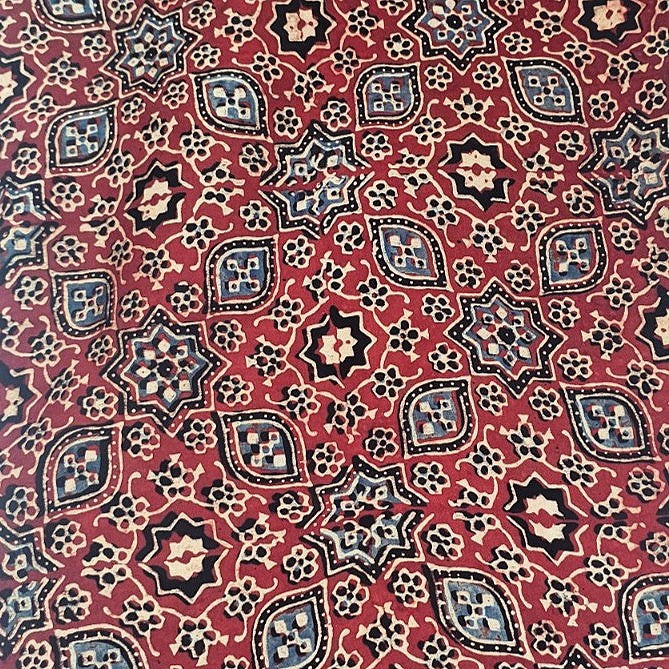 Ajrakh Modal Silk Fabric - EB13503 - Flat fabric