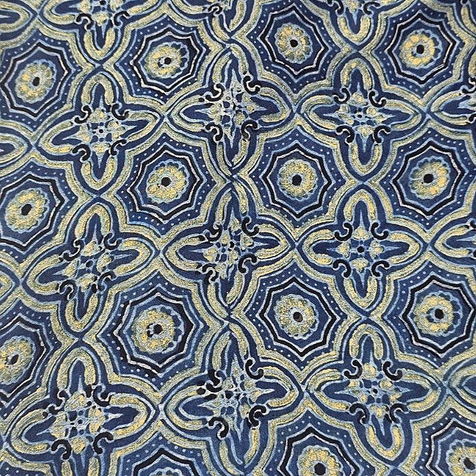 Ajrakh Modal Silk Fabric - EB13504 - Flat fabric