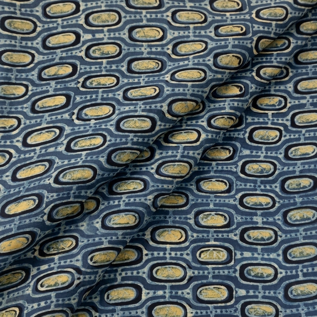 Folded Ajrakh Indigo Ajrakh Modal Silk Fabric