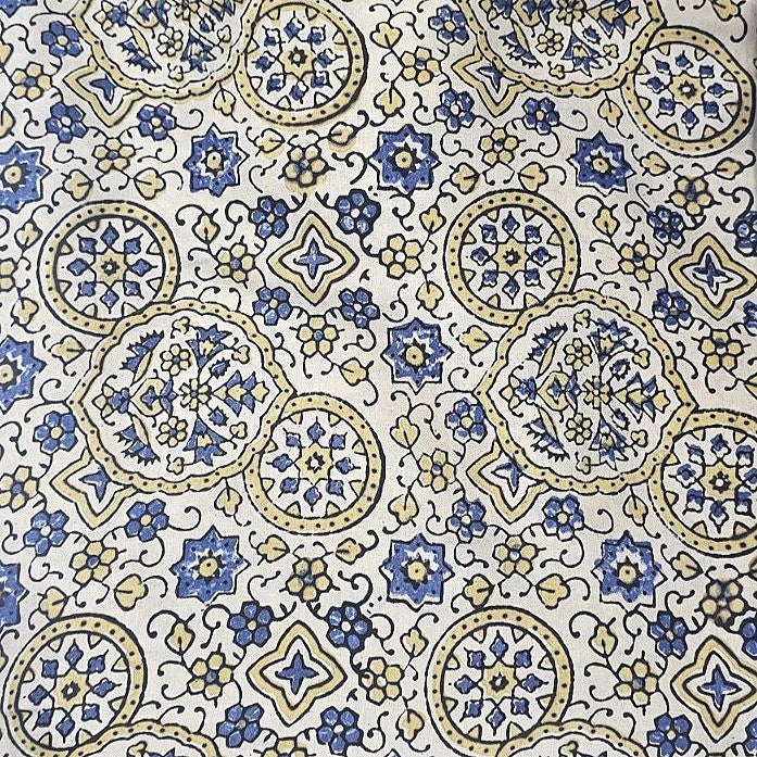 Cream Ajrakh Modal Silk Fabric - EB13509 - EB13509 - Flat fabric
