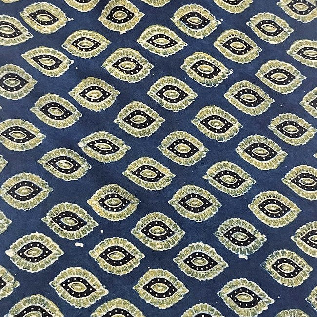 Indigo Ajrakh Modal Silk Fabric - EB13511 - EB13511 - Flat fabric