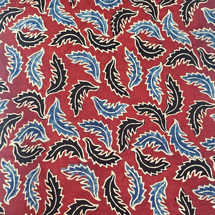 Maroon Ajrakh Modal Silk Fabric - EB13512 - EB13512 - Flat fabric