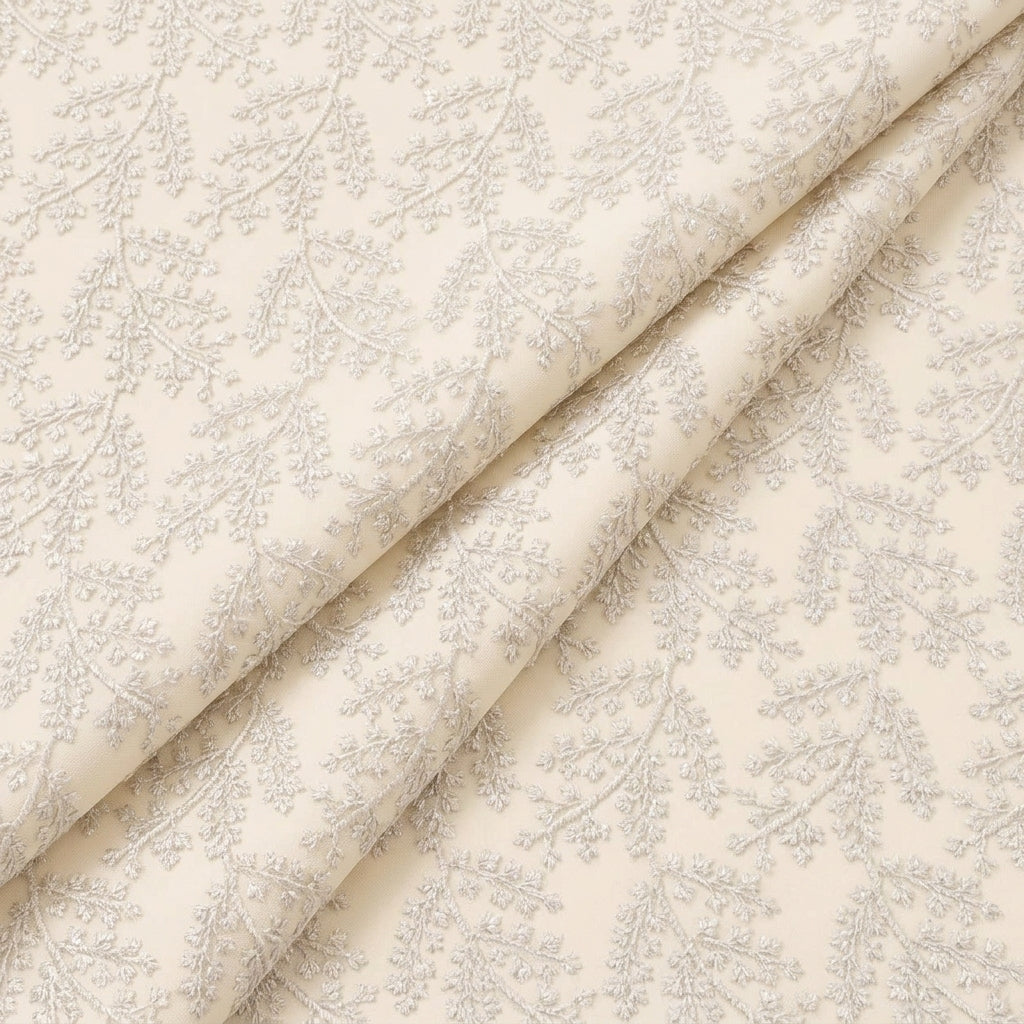 Folded Embroidery Off White Embroidery Net Fabric