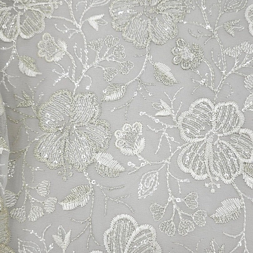 Embroidery Georgette Fabric - EB13521 - Flat fabric