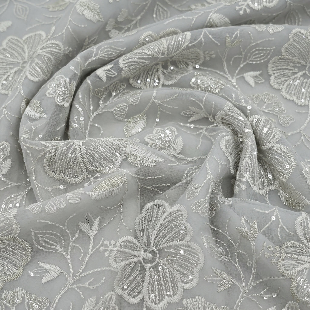 Embroidery Georgette Fabric - EB13521 - Swirl