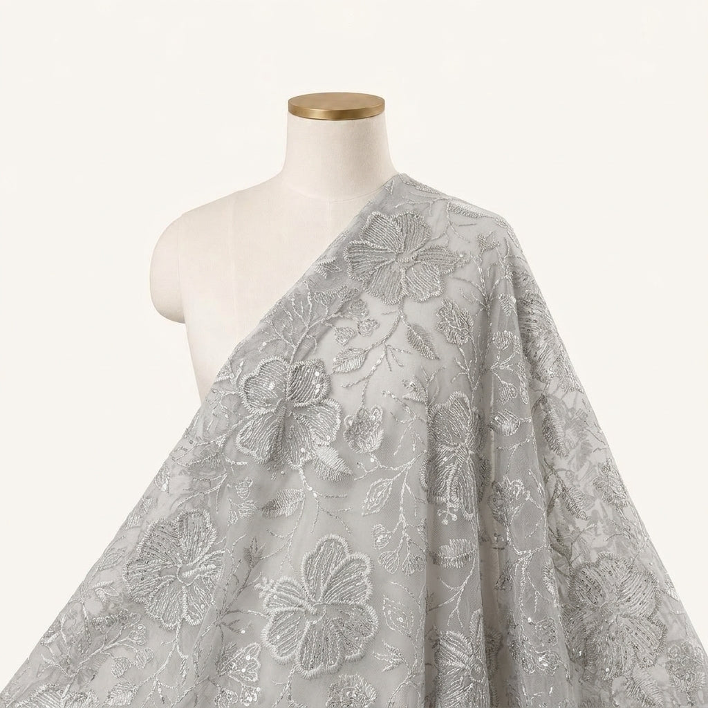Embroidery Cream Embroidery Georgette Fabric Draped as a saree