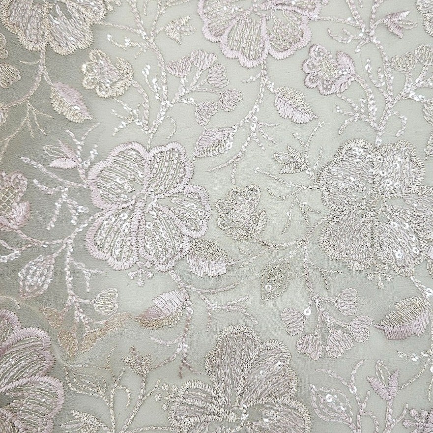 Embroidery Georgette Fabric - EB13522 - Flat fabric