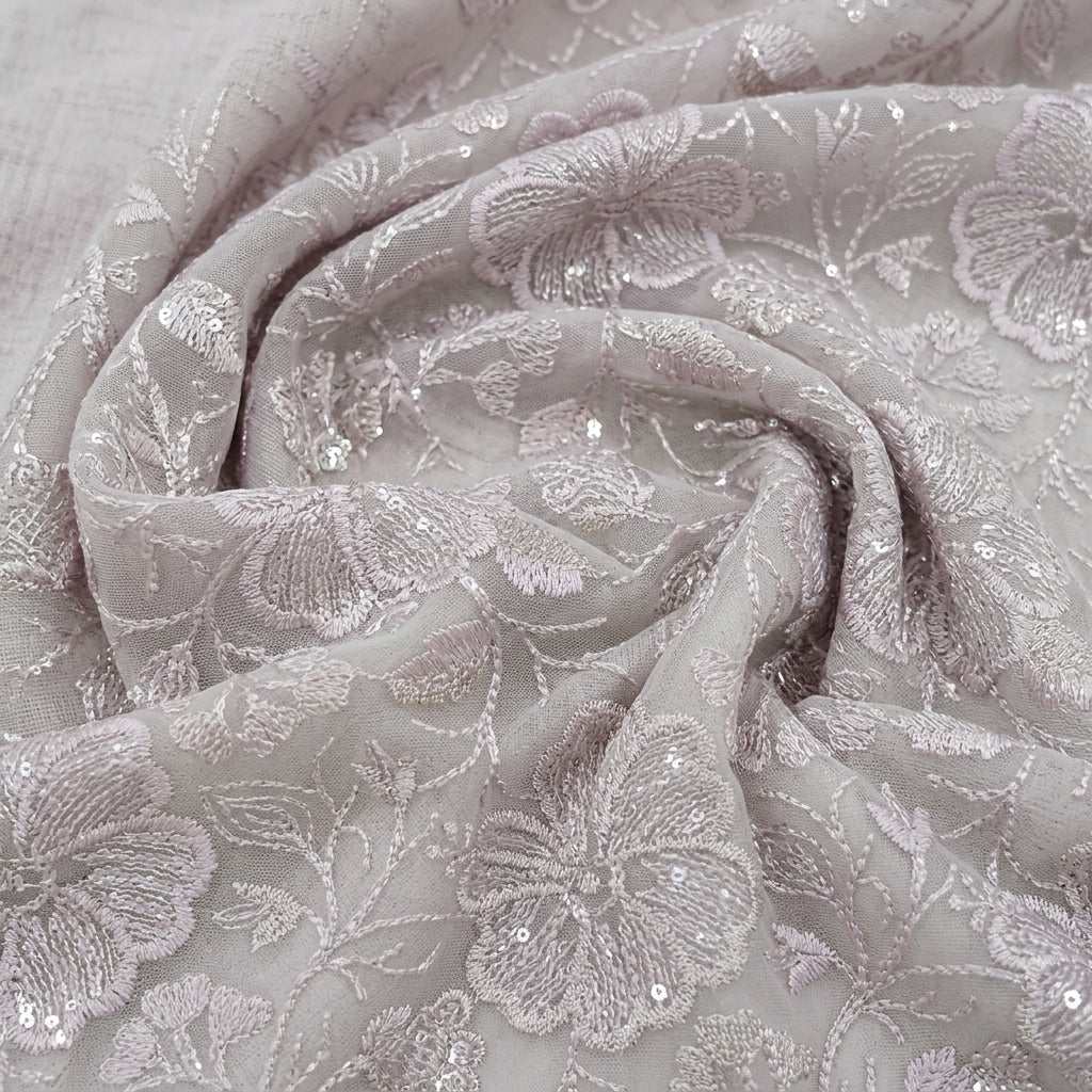 Embroidery Georgette Fabric - EB13522 - Swirl
