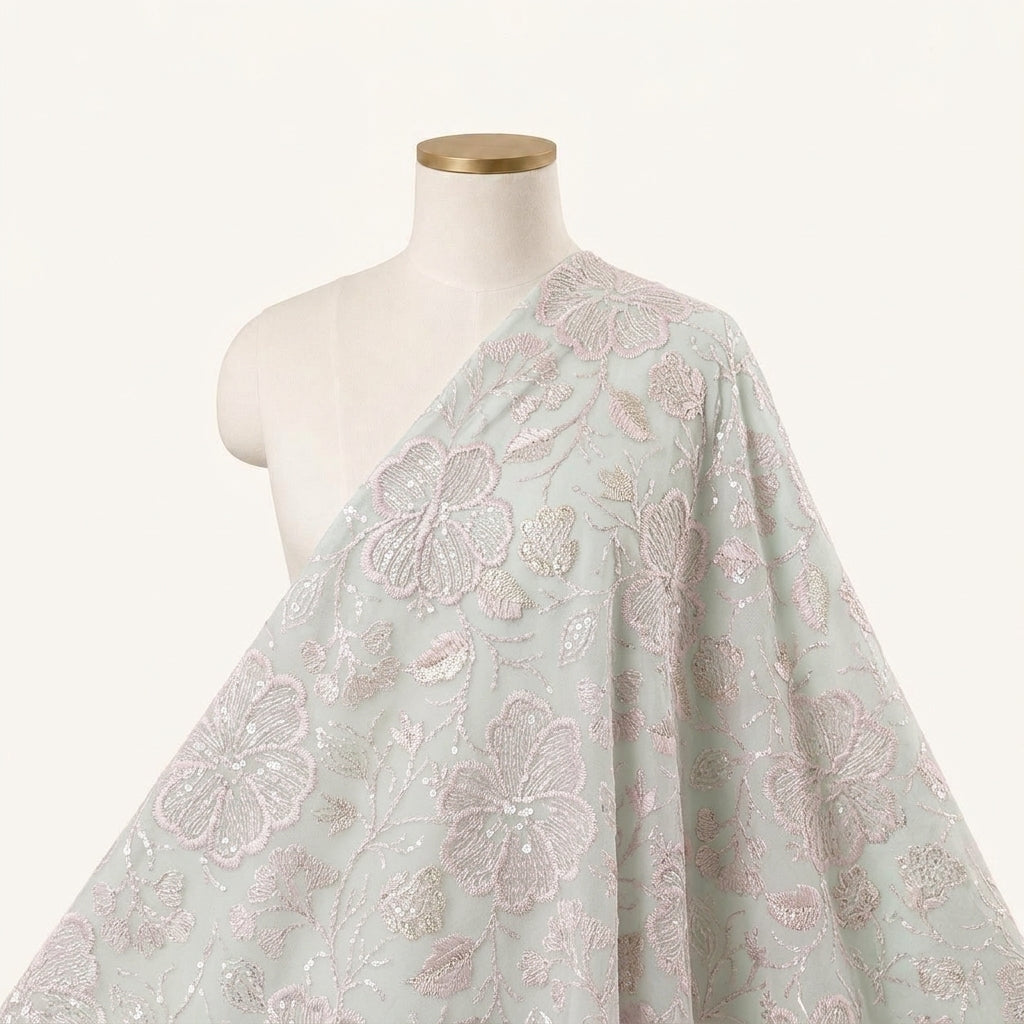 Embroidery Rose Gold Embroidery Georgette Fabric Draped as a saree