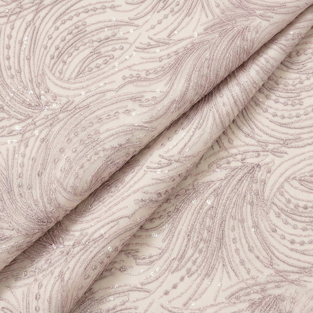 Folded Embroidery Pink Embroidery Georgette Fabric
