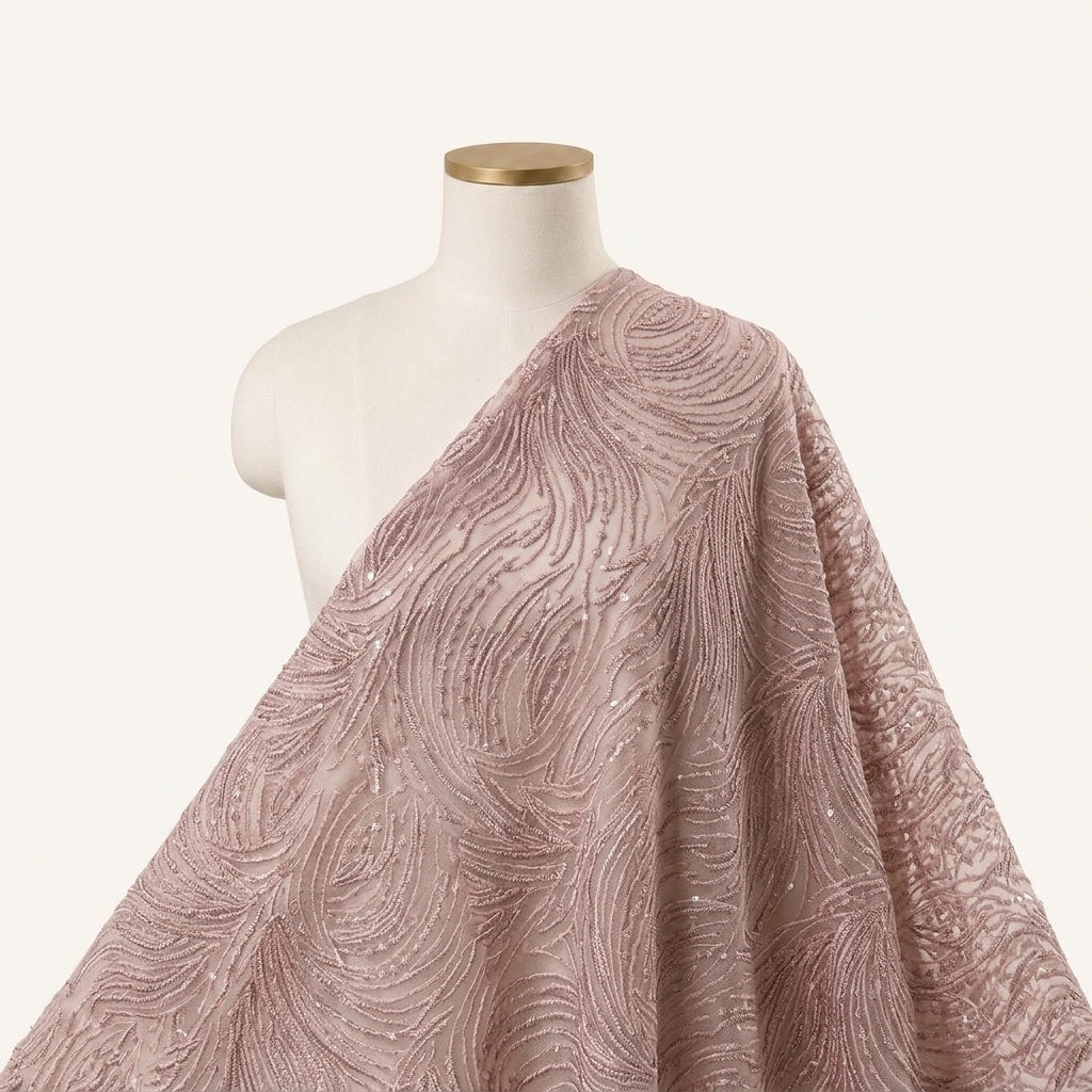 Embroidery Pink Embroidery Georgette Fabric Draped as a saree