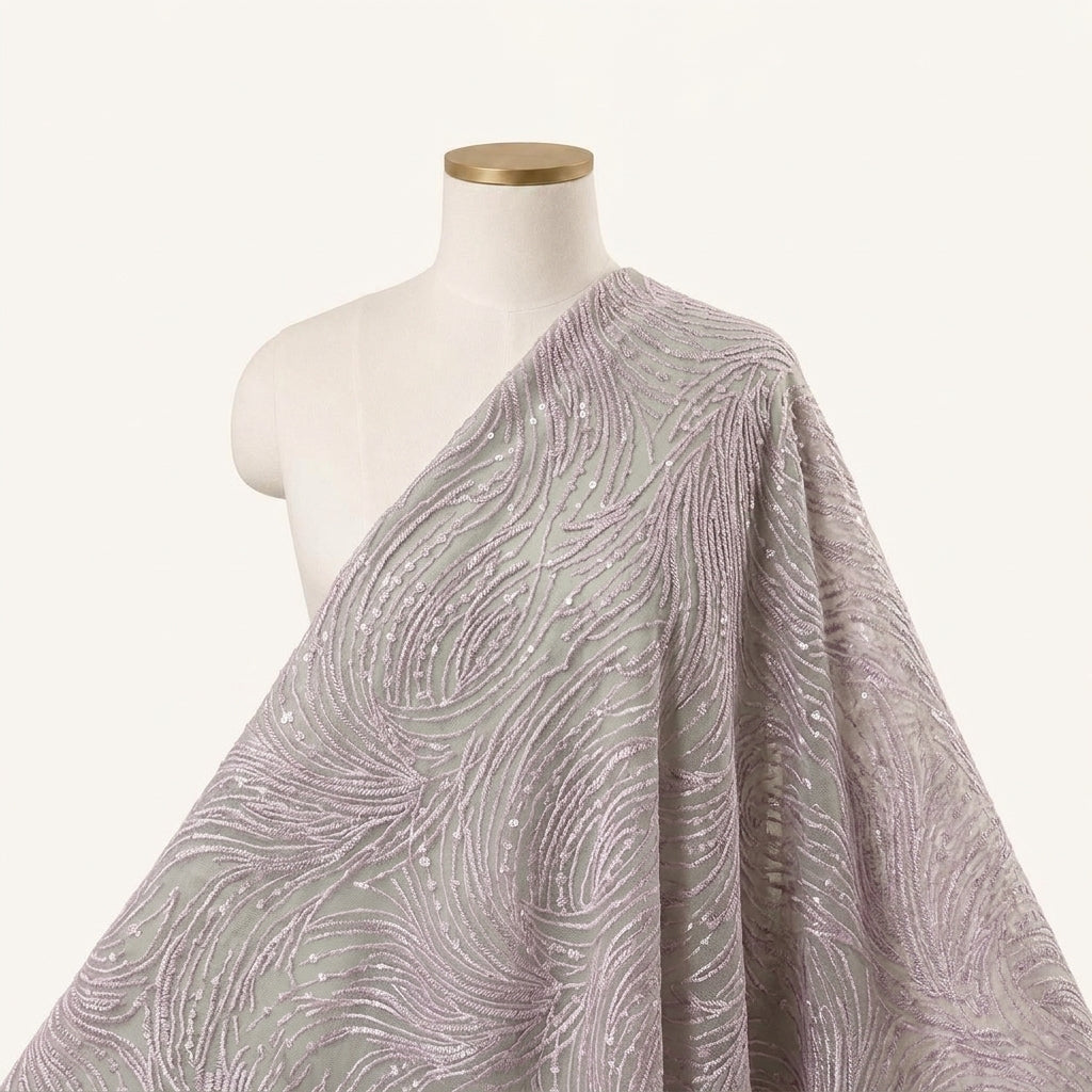 Embroidery Violet Embroidery Georgette Fabric Draped as a saree