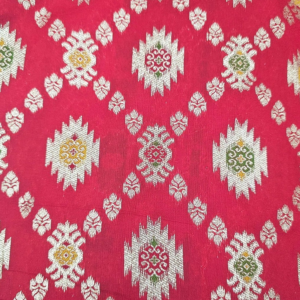 Ikat Semi Banaras Fabric - EB13538 - Flat fabric