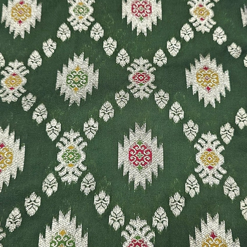 Ikat Semi Banaras Fabric - EB13539 - Flat fabric