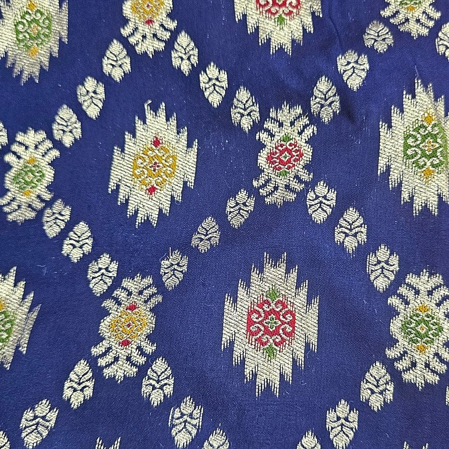 Ikat Semi Banaras Fabric - EB13540 - Flat fabric