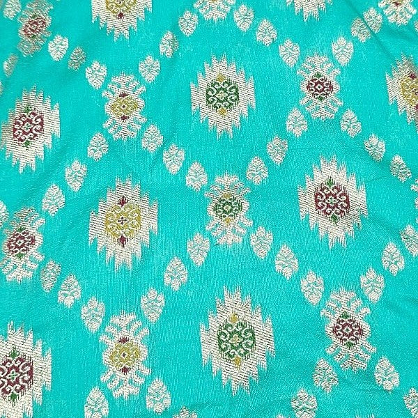 Ikat Semi Banaras Fabric - EB13542 - Flat fabric