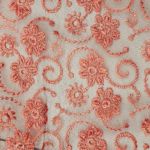 Red Embroidery Lace Fabric - EB13548 - EB13548 - Flat fabric
