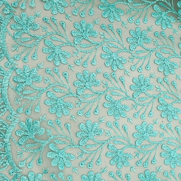 Green Embroidery Lace Fabric - EB13549 - EB13549 - Flat fabric