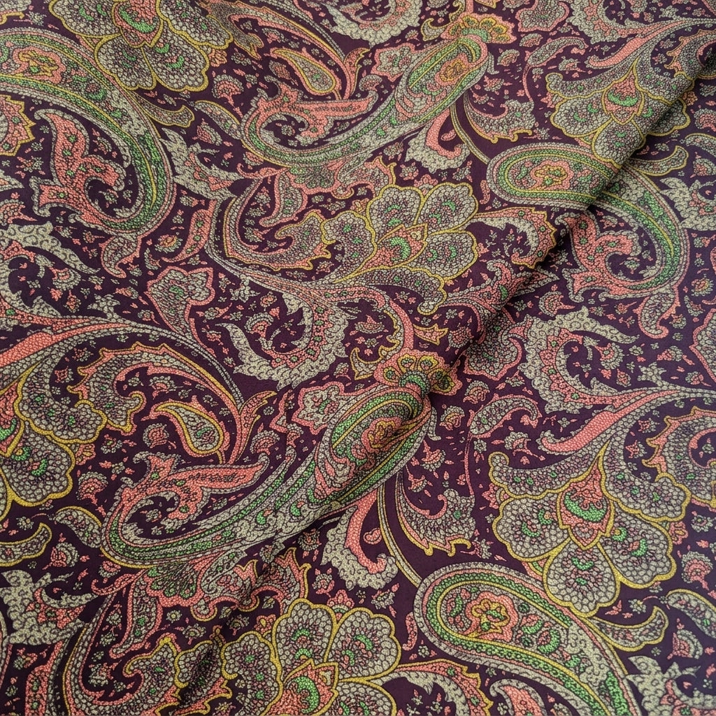 Folded Paisley Purple Paisley Crepe Fabric