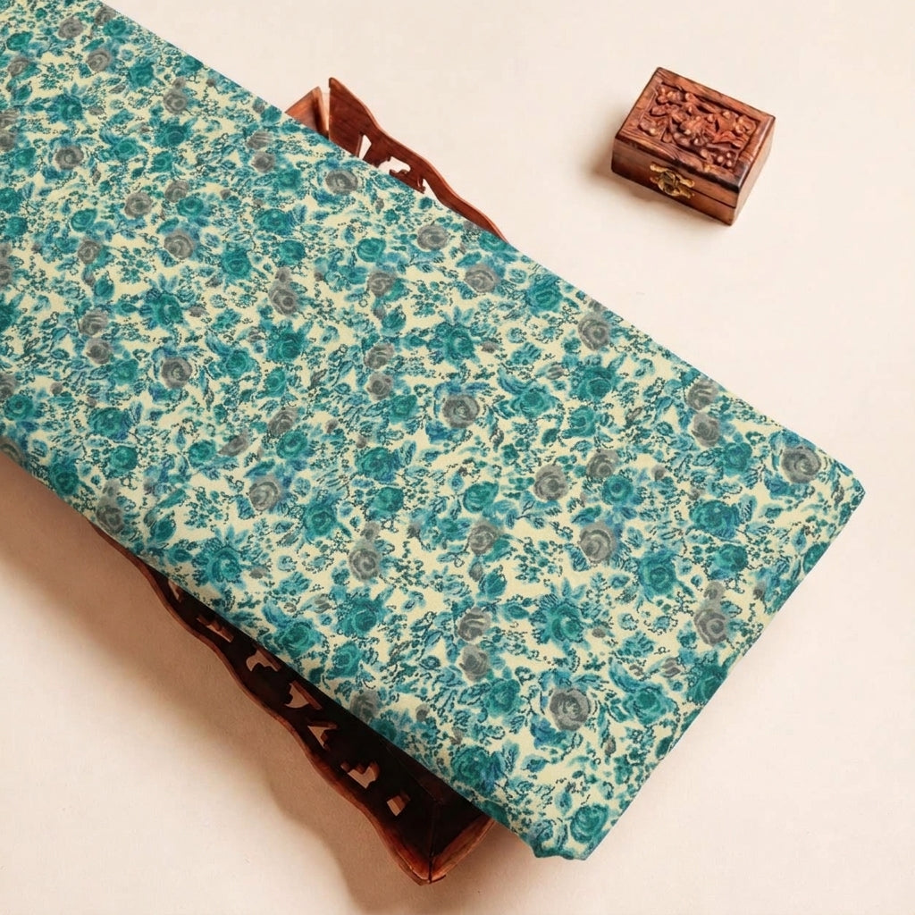 Folded Cream Floral Crepe Fabric Highlighting and Texture