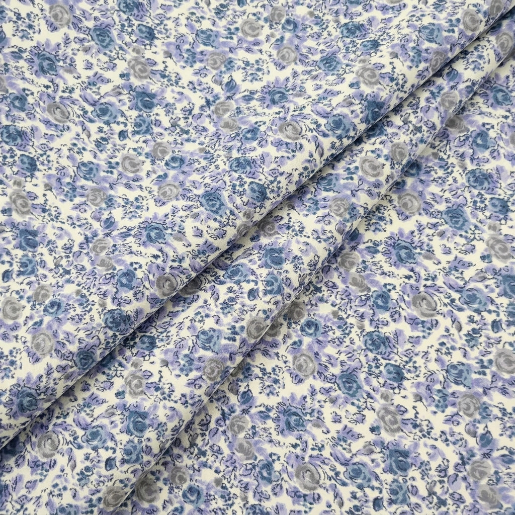 Folded Floral Cream Floral Crepe Fabric