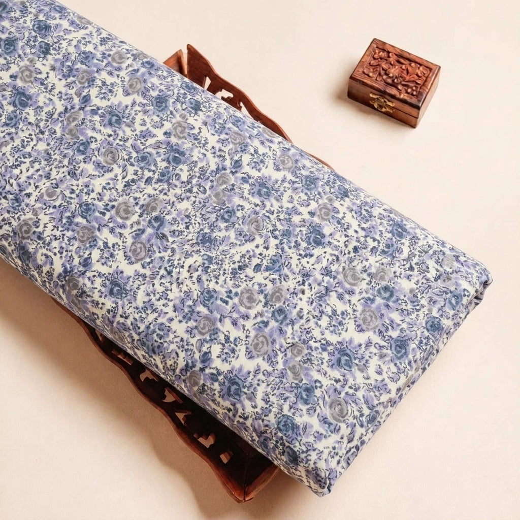 Folded Cream Floral Crepe Fabric Highlighting and Texture