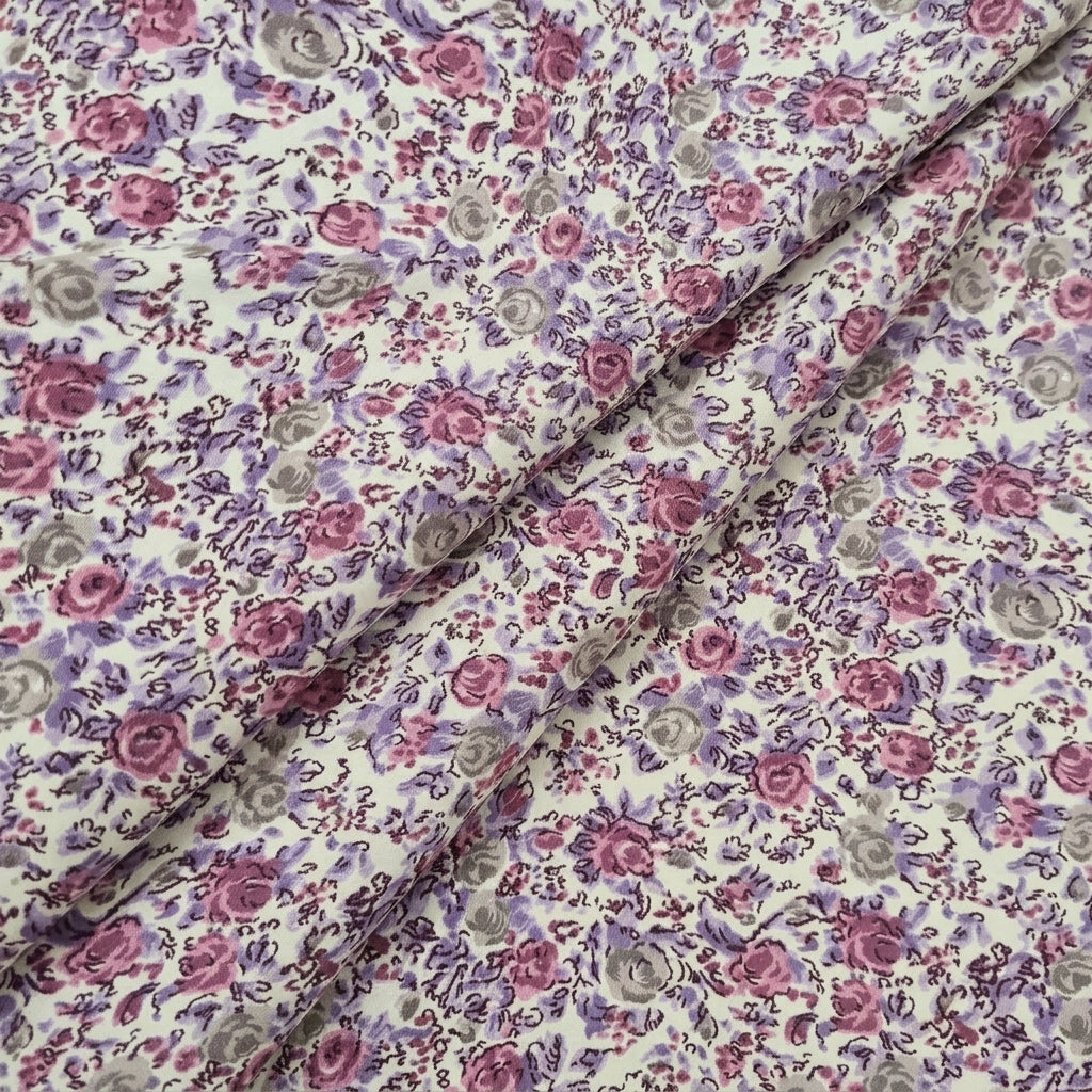 Folded Floral Cream Floral Crepe Fabric