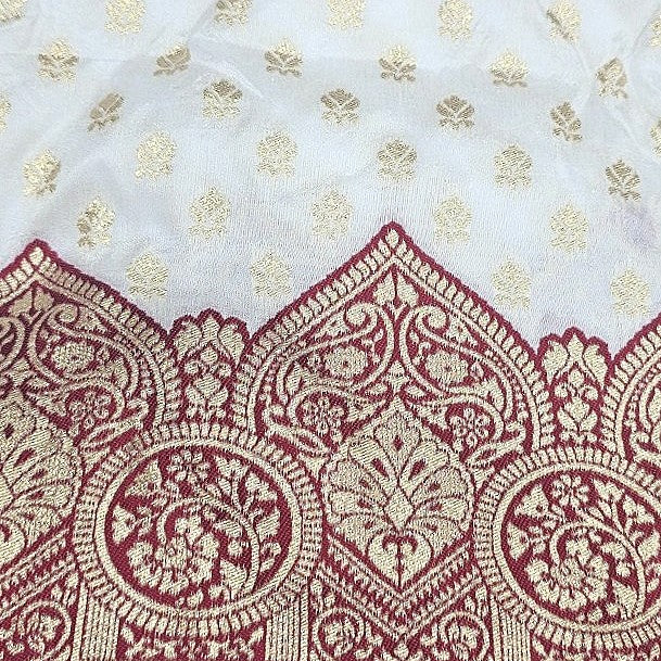 Zari Border Semi Banaras Fabric - EB13579 - Flat fabric