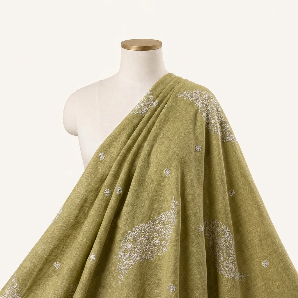 Embroidery Linen Fabric - EB13580 - saree_drape