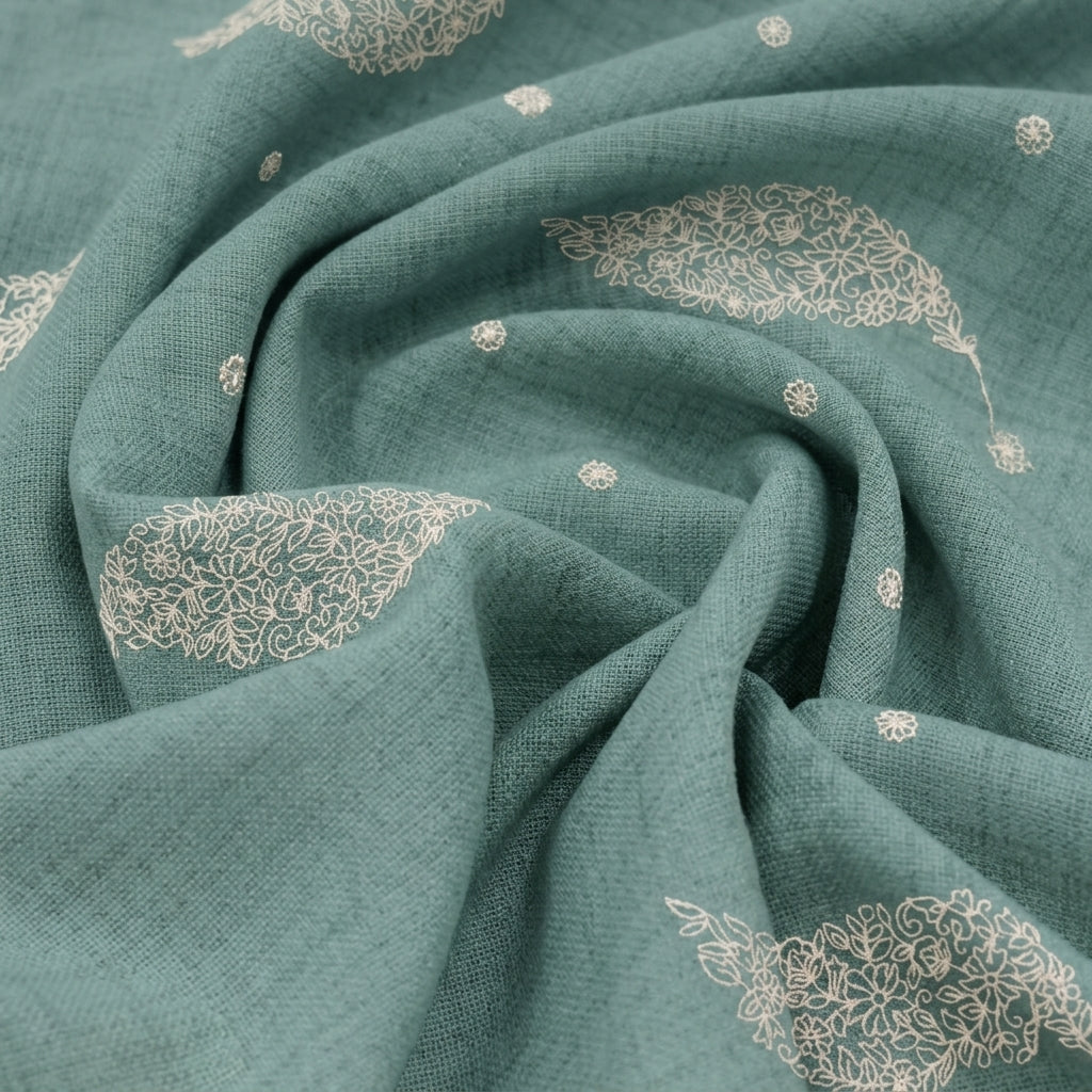 Embroidery Linen Fabric - EB13582 - Swirl
