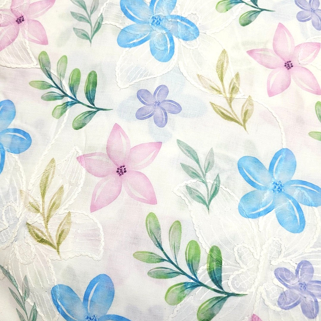 Embroidery Cotton Fabric - EB13587 - Flat fabric